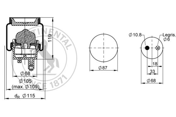 SZ509P02 Continental/Siemens Coxim pneumático de cabina